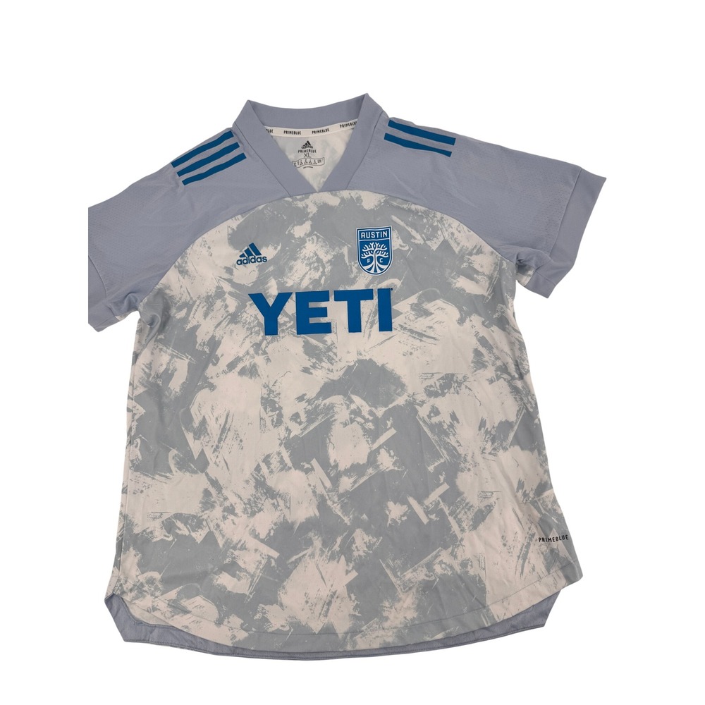 Adidas Austin FC PRIMEBLUE YETI Soccer Jersey Mens XL Blue Gray Athletic Adult